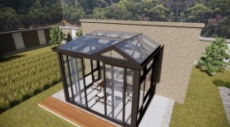 Enjoy your morning coffee under the shade of a manual louver pergola.